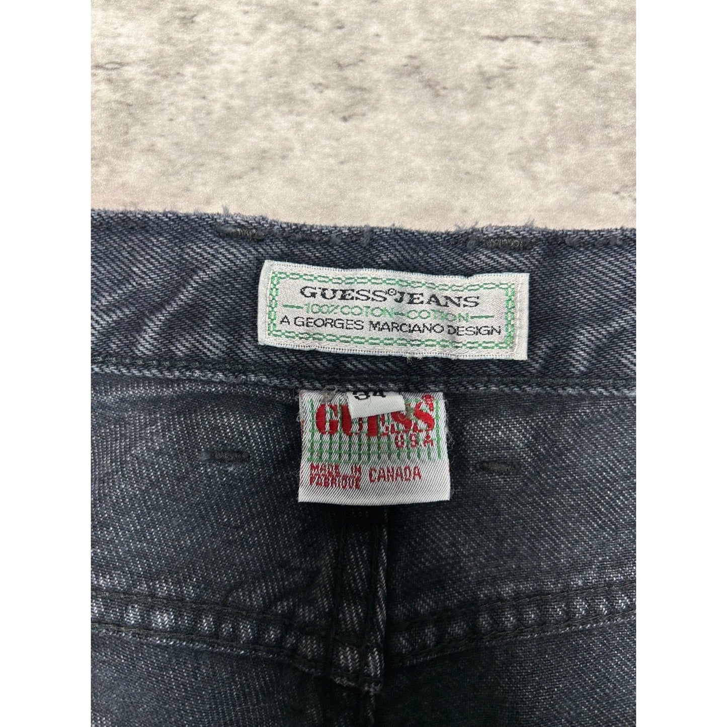 Vintage 90s Guess Jeans Baggy Fit Black Denim Pants Size 33