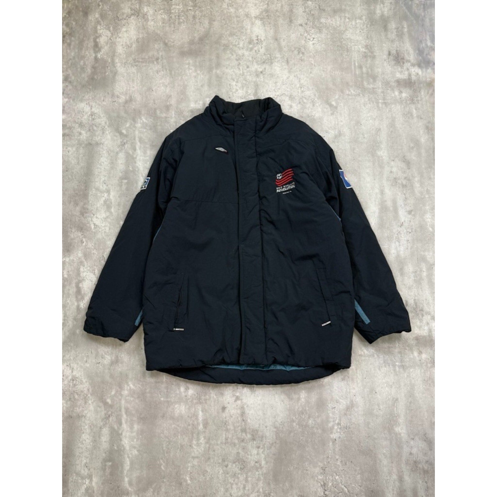Vintage 2003 New England Revolution MLS Soccer Insulated Long Jacket Size Large