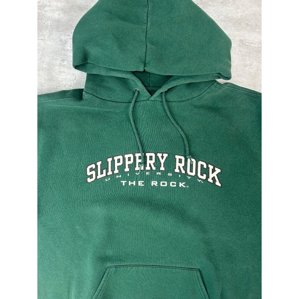 Vintage Slippery Rock University Graphic Spellout Hooded Sweatshirt Size Large