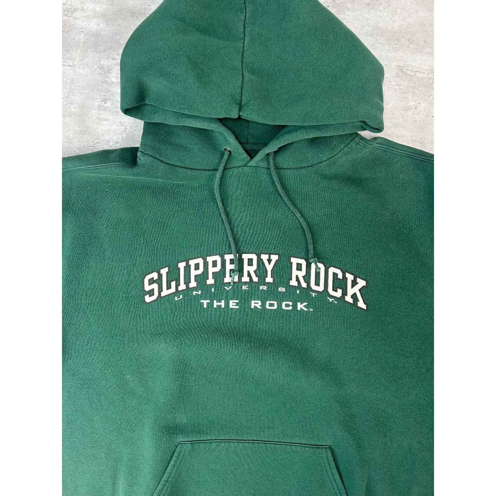 Vintage Slippery Rock University Graphic Spellout Hooded Sweatshirt Size Large