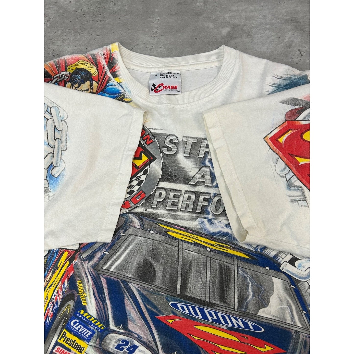 Vintage 1999 Jeff Gordon #24 Superman Nascar Racing All Over Print T-Shirt Sz XL