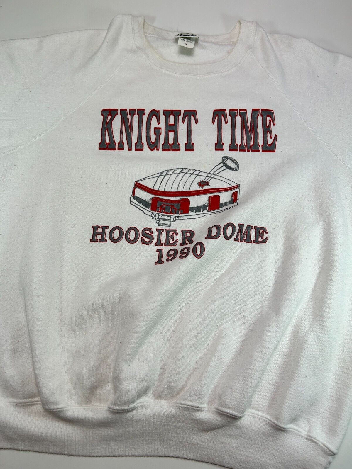 Vintage 1990 Indiana Hoosiers NCAA Knight Time Graphic Sweatshirt Size 2XL White