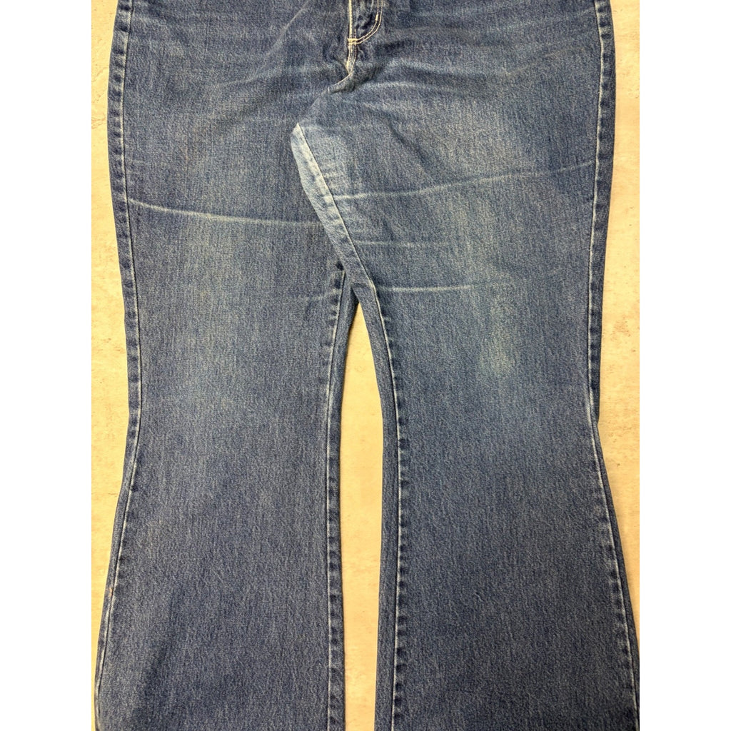 Vintage Y2K Womens X Manager Embroidered Medium Wash Denim Flare Pants Size 33