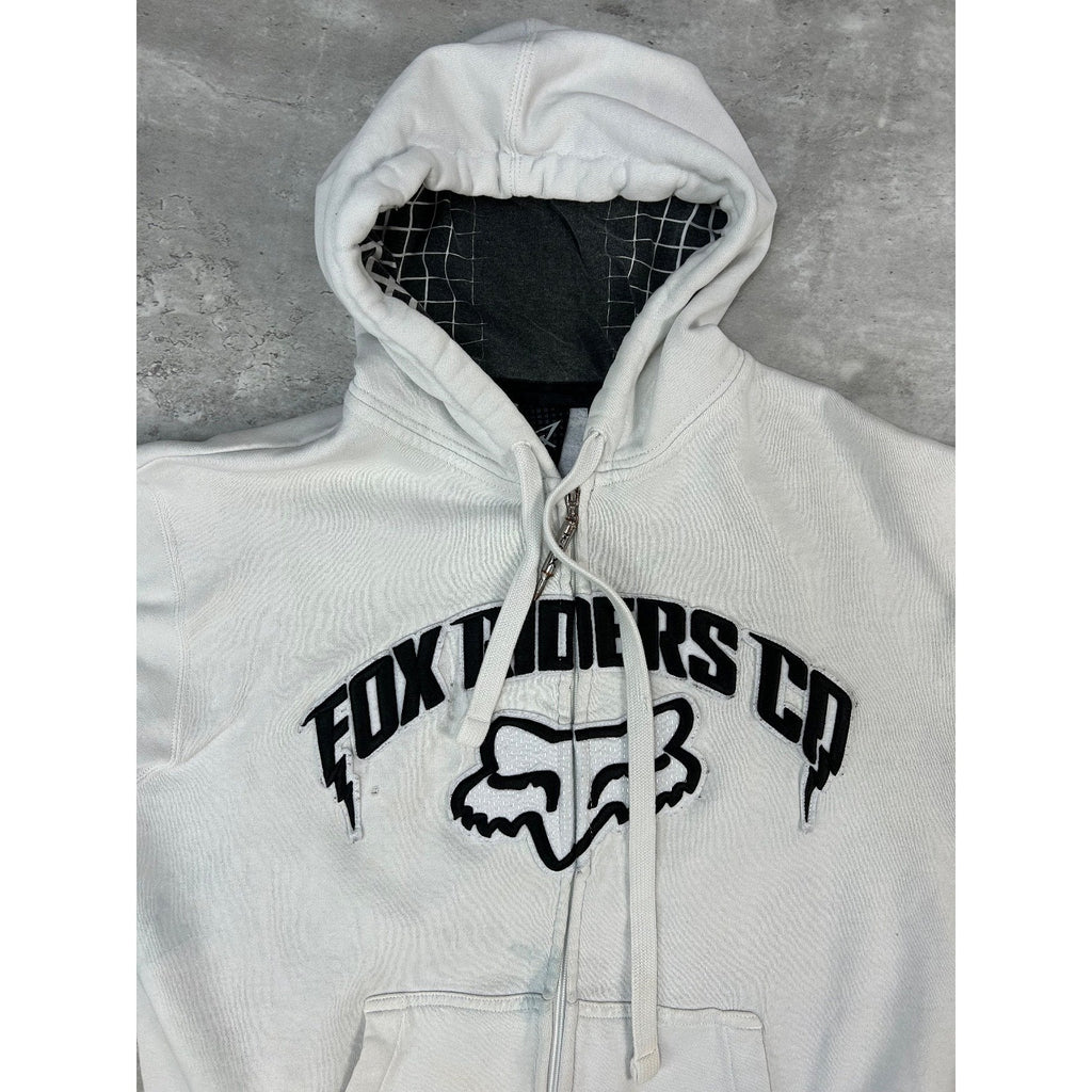 Vintage 2000s Fox Riders Co. Embroidered Full Zip Hooded Sweatshirt Size Large
