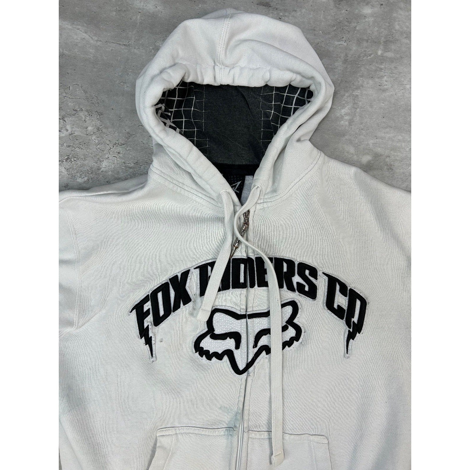 Vintage 2000s Fox Riders Co. Embroidered Full Zip Hooded Sweatshirt Size Large