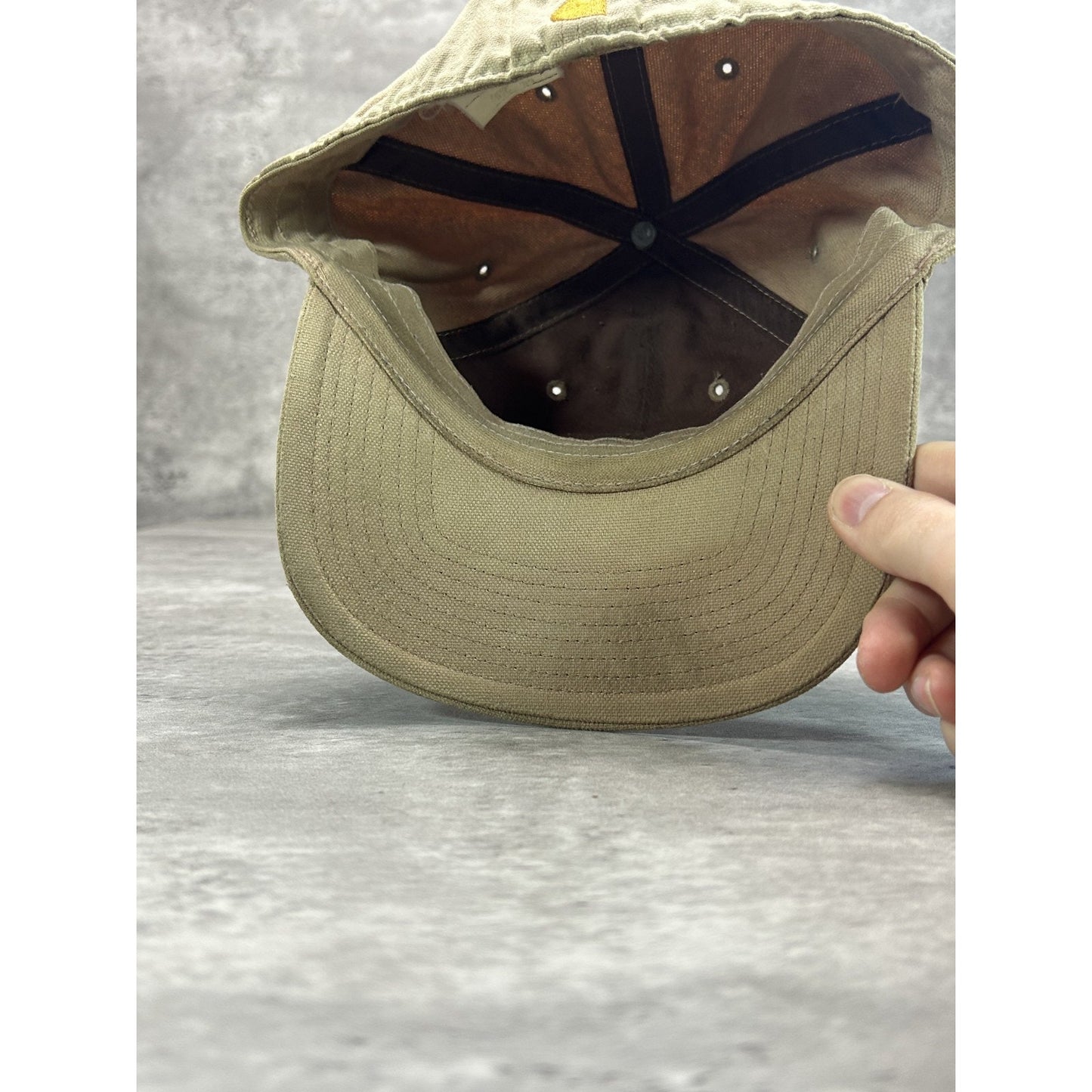 Vintage 90s Carhartt Canvas Embroidered Patch Workwear Flexfit Hat L/XL