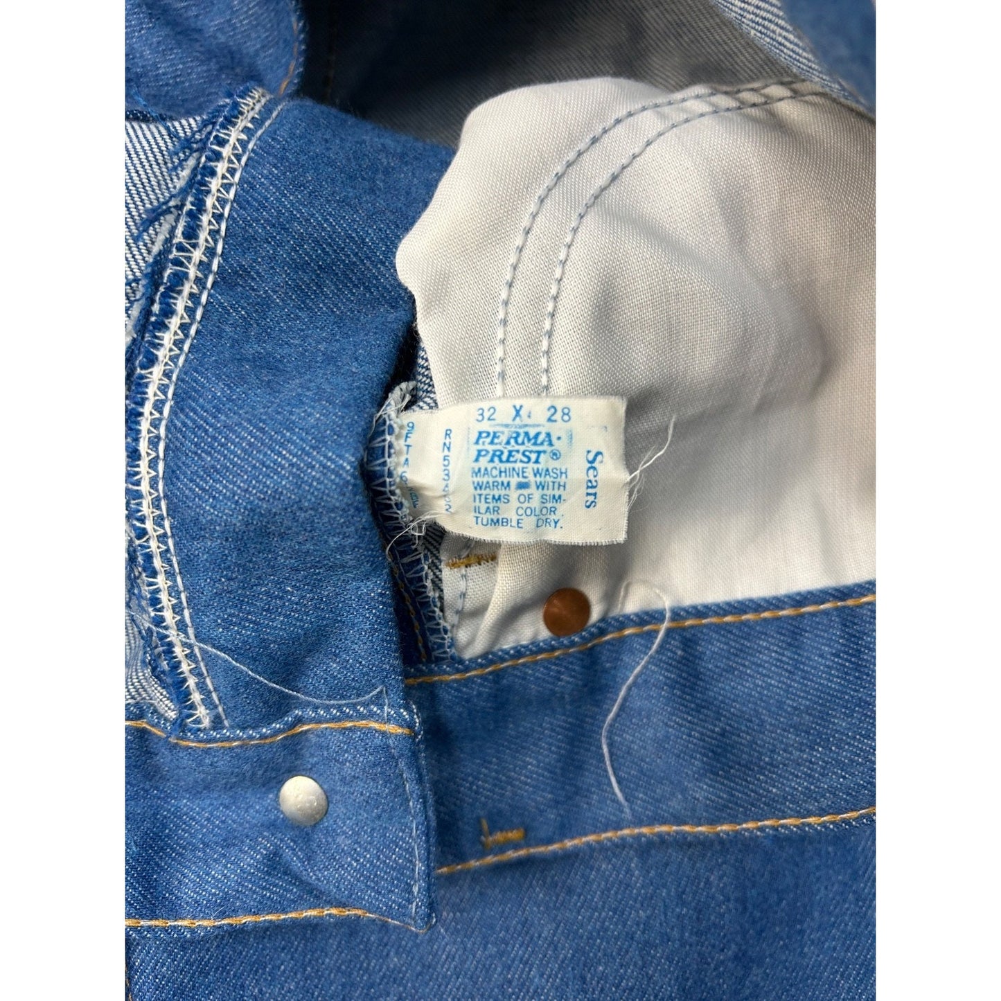 Vintage 1970s Toughskins Dark Wash Straight Fit Denim Pants Size 31