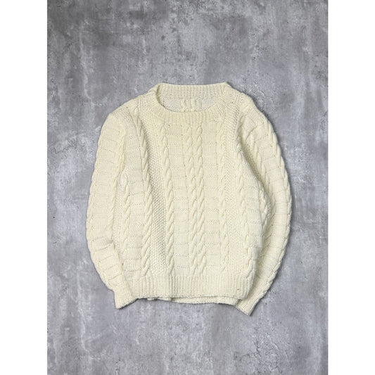 Vintage 1980s/90s Pullover Ribbed Cable Knit Sweater Size XL Beige
