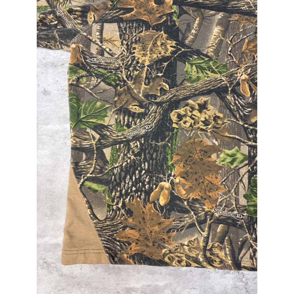Vintage Cabela's Seclusion 3D Camo 1/4 Zip Mockneck Sweatshirt Size 2XL