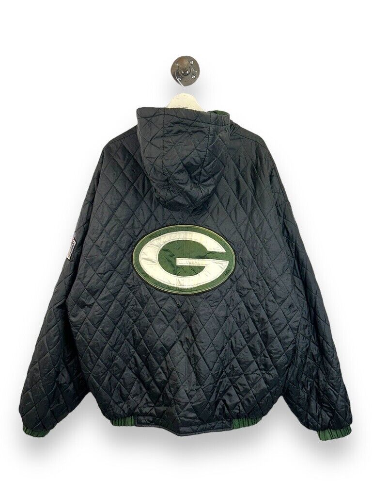 Vintage 90s Green Bay Packers NFL Insulated Reversible Nylon Jacket Size 2XL