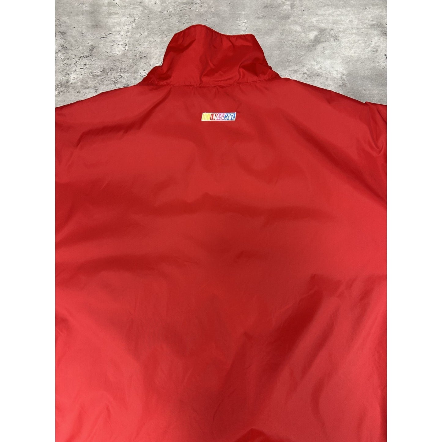 Vintage 90s Nascar Racing Nylon Full Zip Windbreaker Jacket Size Large Red