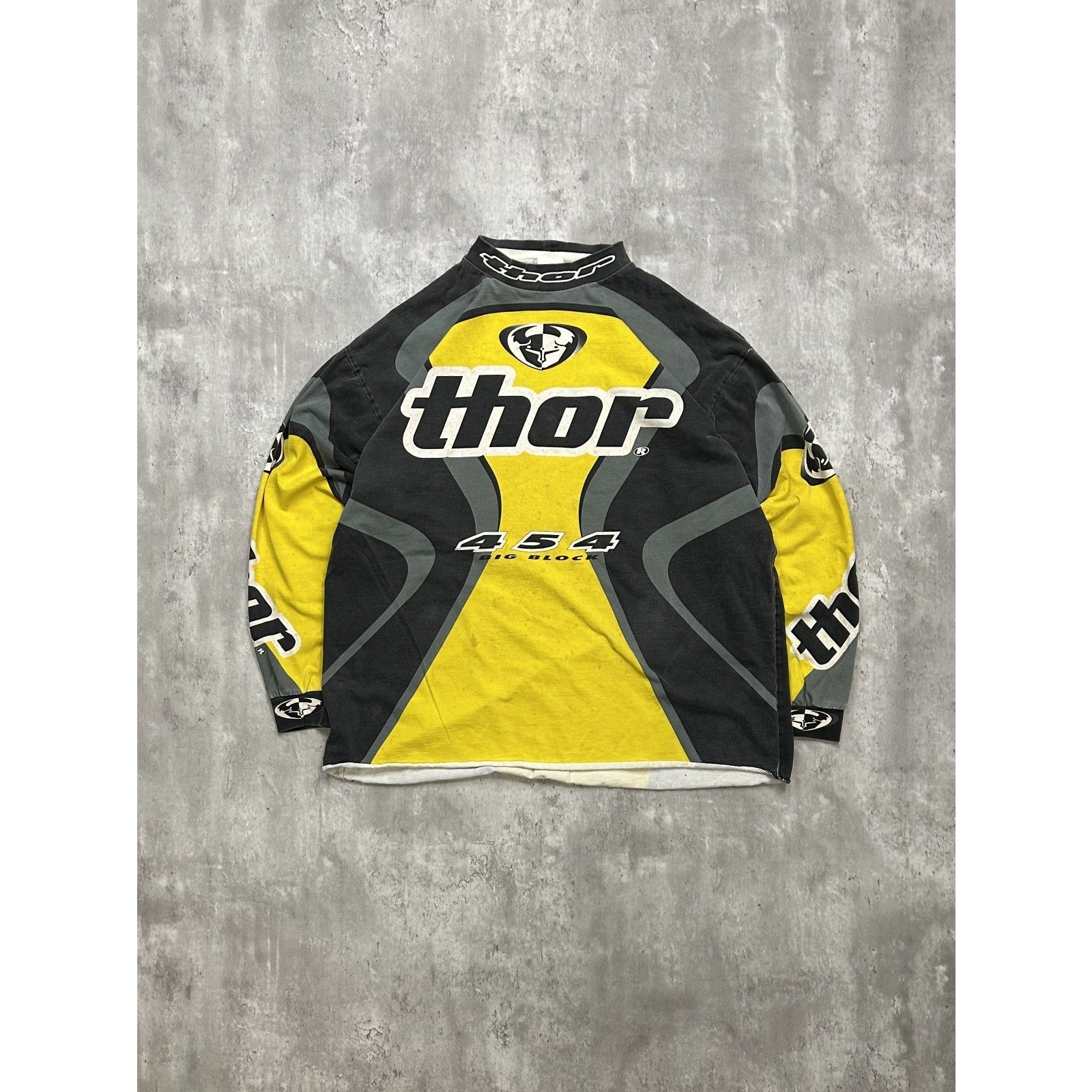 Vintage 90s Thor 454 All Over Print Long Sleeve Motocross Jersey Size XL