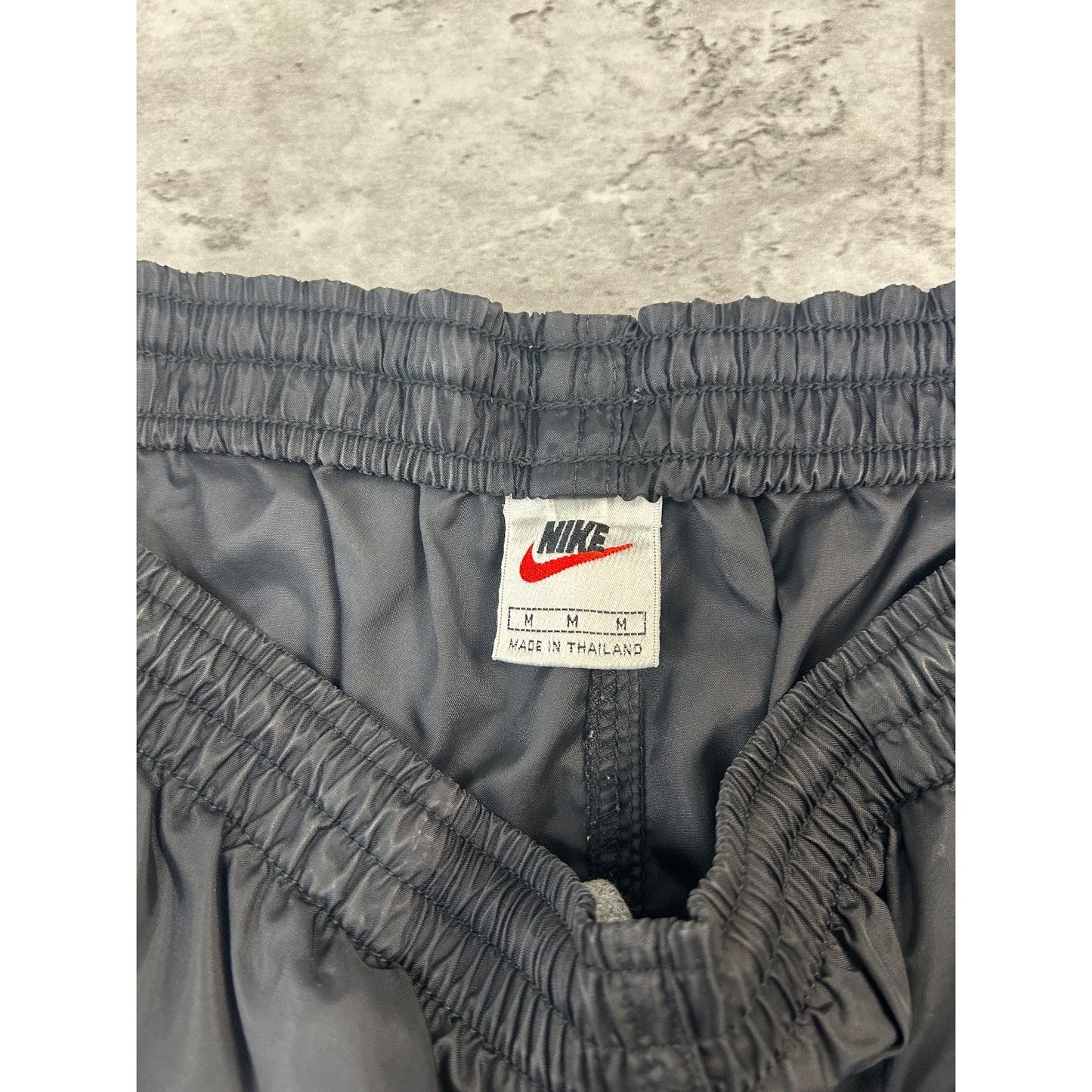 Vintage Nike Embroidered Swoosh Nylon Track Pants Size Medium Black