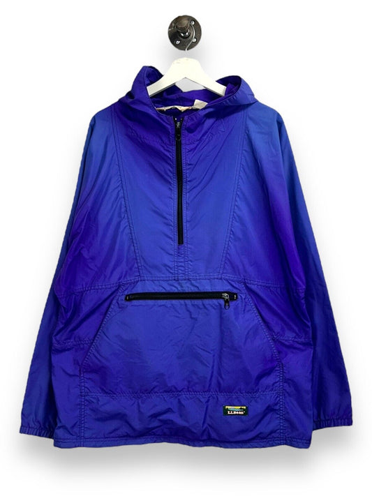 Vintage 90s L.L. Bean 1/2 Zip Multipocket Anorak Jacket Size Large Purple