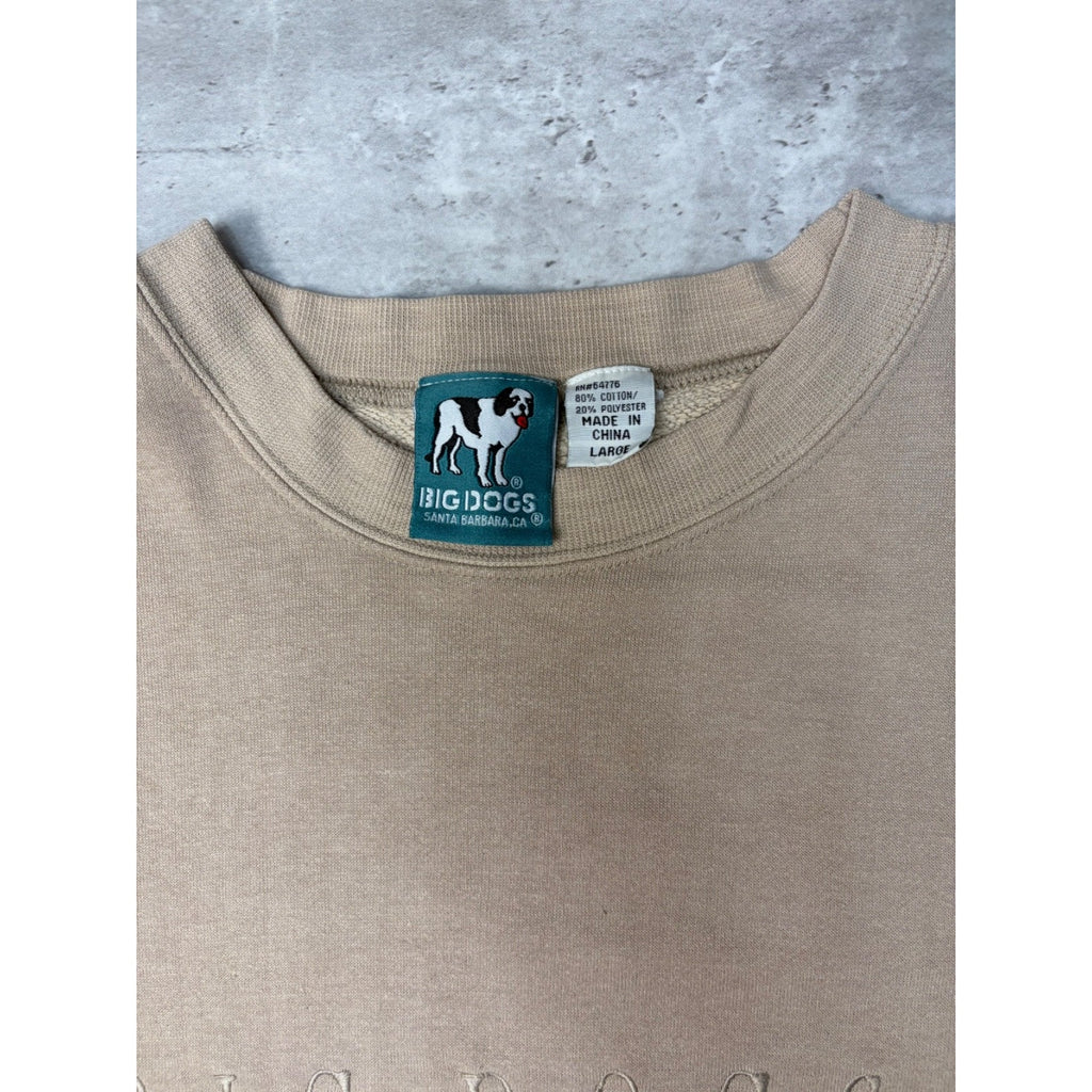 Vintage 90s Big Dogs Embroidered Spellout Logo Tonal Sweatshirt Size Large
