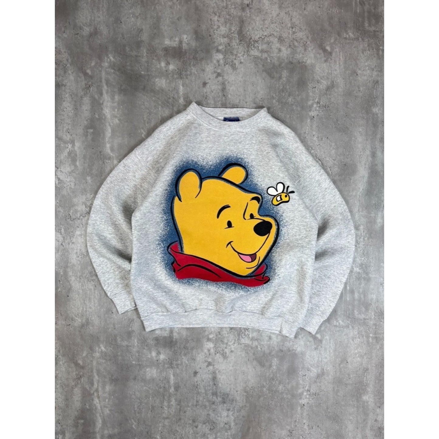 Vintage 90s Disney Winnie The Pooh Cartoon TV Promo Big Face Sweatshirt Size Large