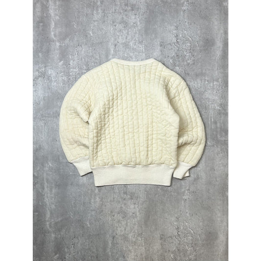 Vintage 1960s Quilted Thermals Lined Pullover Sweatshirt Size Small White