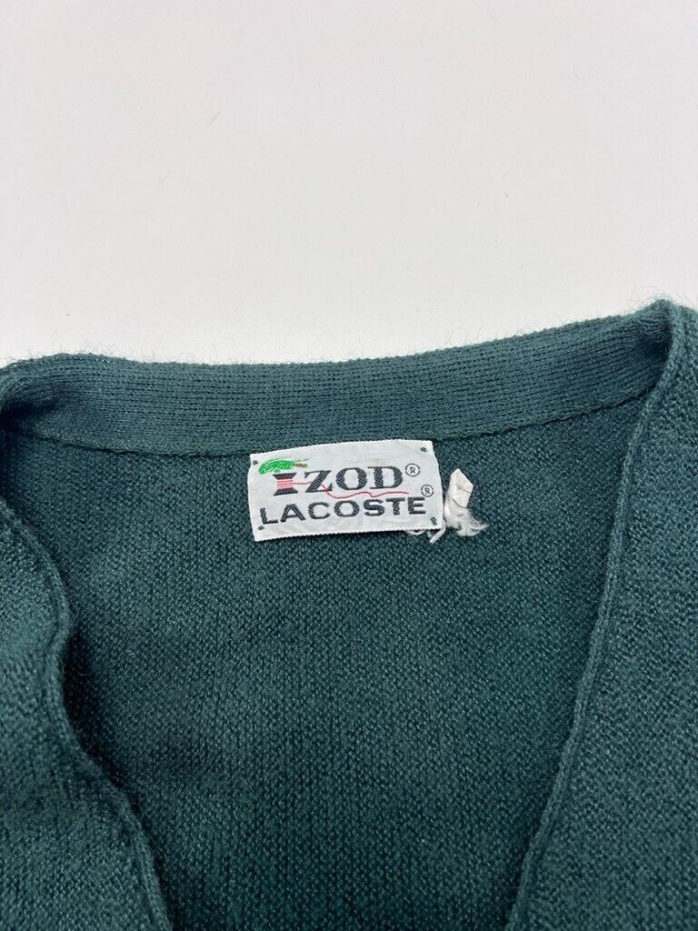 Vintage 80s/90s Izod By Lacoste Wool Cardigan Sweater Size XL Green