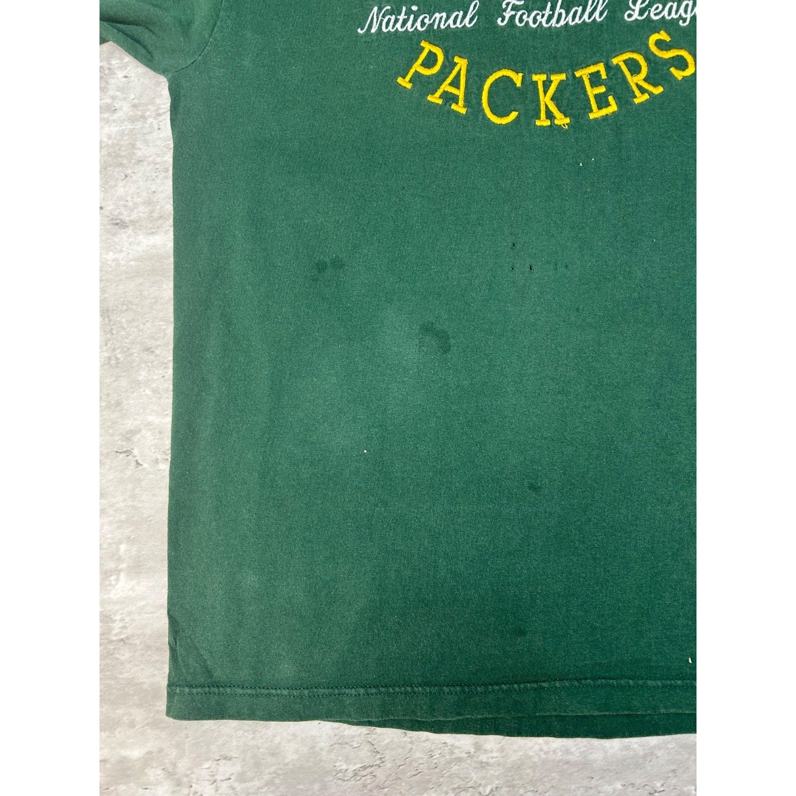 Vintage 90s Green Bay Packers NFL Embroidered Spellout Football T-Shirt Sz Large