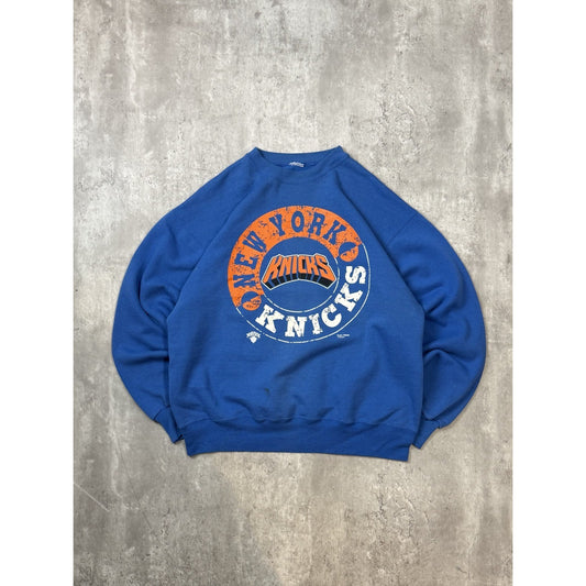 Vintage 90s New York Knicks NBA Graphic Spellout Basketball Sweatshirt Sz Large