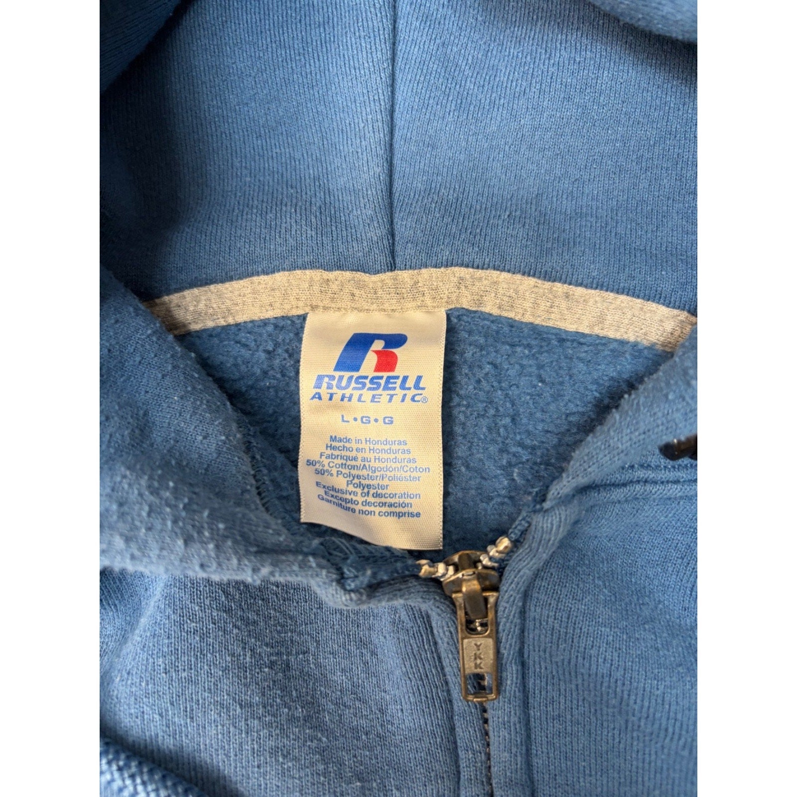 Vintage Russell Athletics Blank Hooded Full Zip Sweatshirt Size Large
