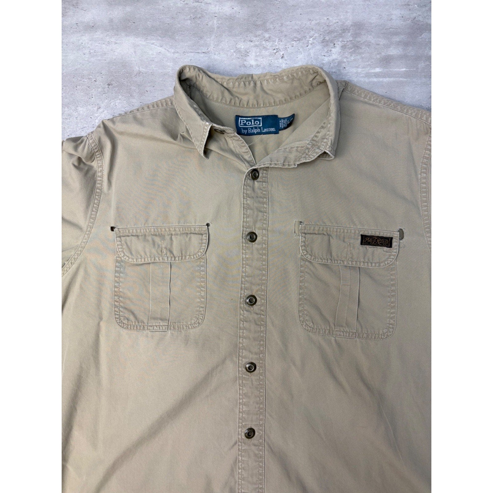 Vintage Polo Ralph Lauren Double Pocket Long Sleeve Button Up Shirt Size Large