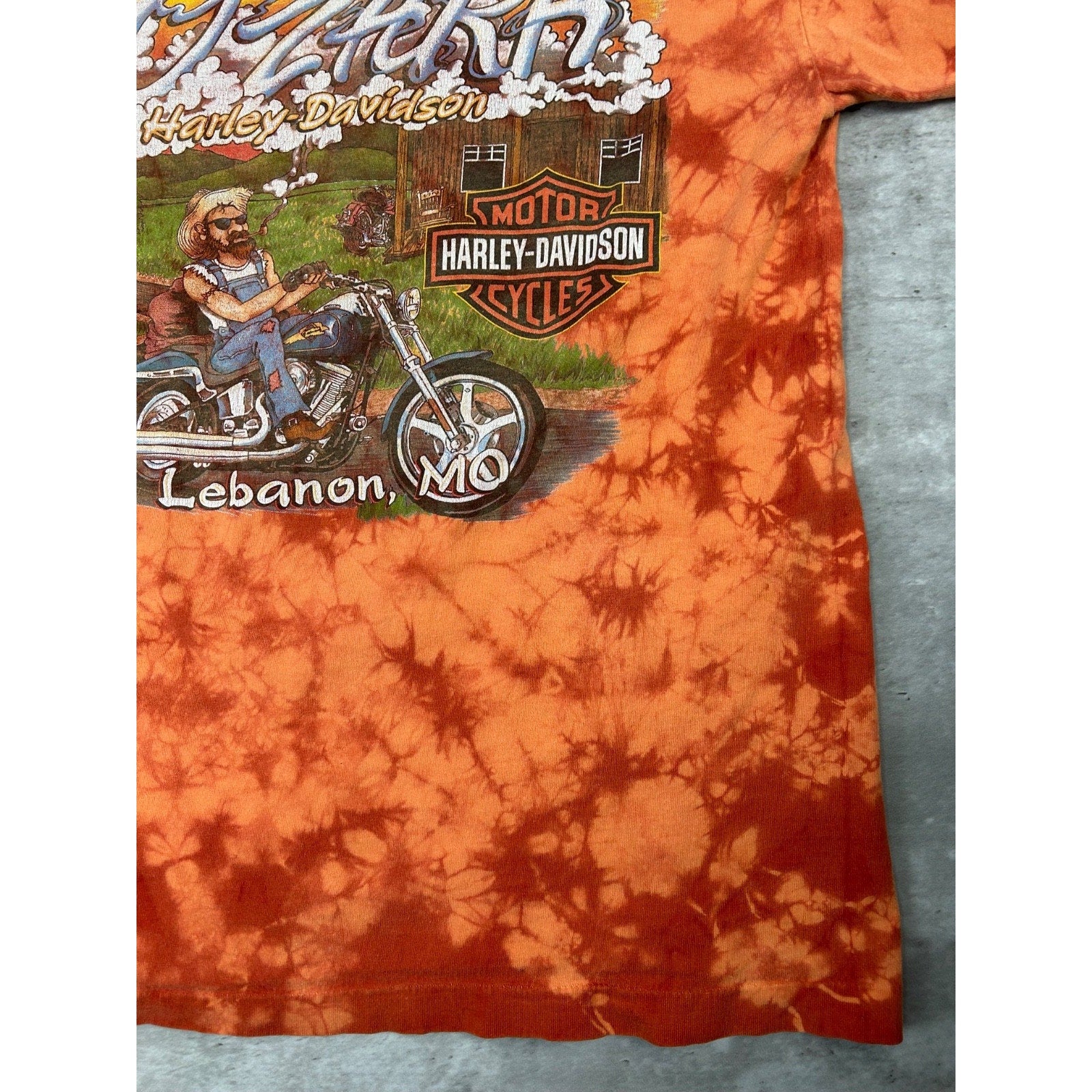 Vintage Harley Davidson Spellpout Graphic Tye-Dye T-Shirt Size Small