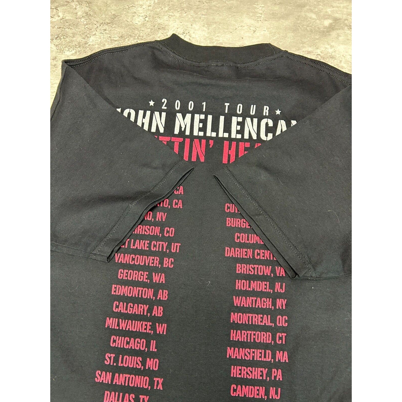 Vintage 2001 John Mellencamp Cuttin Heads Rock Music Tour T-Shirt Size Large