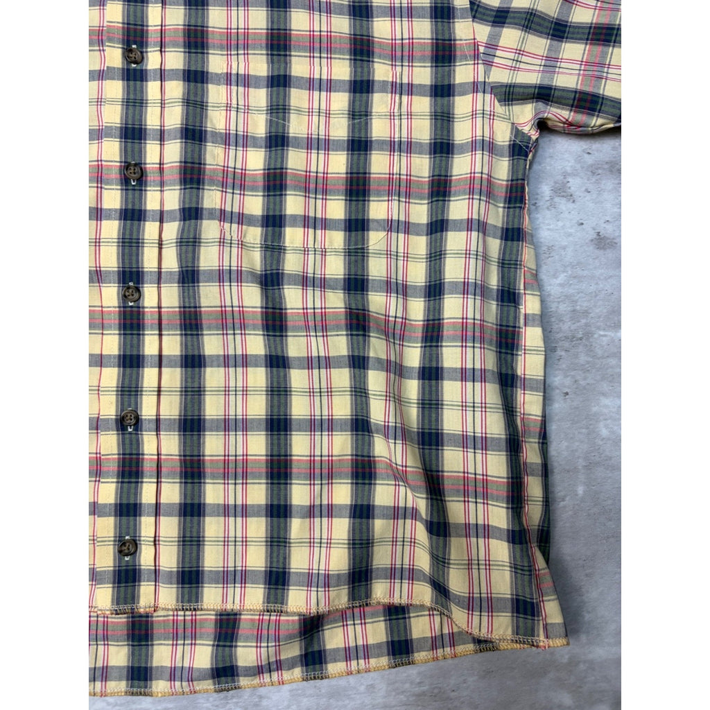 Vintage Van Huesen Plaid Single Pocket Cropped Button Up Shirt Size Medium
