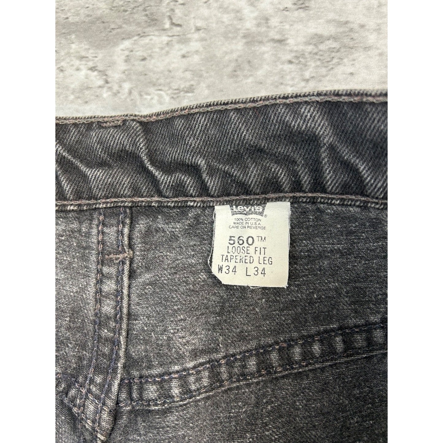 Vintage 90s Levis 560 Loose Fit Tapered Leg Black Denim Pants Size 33