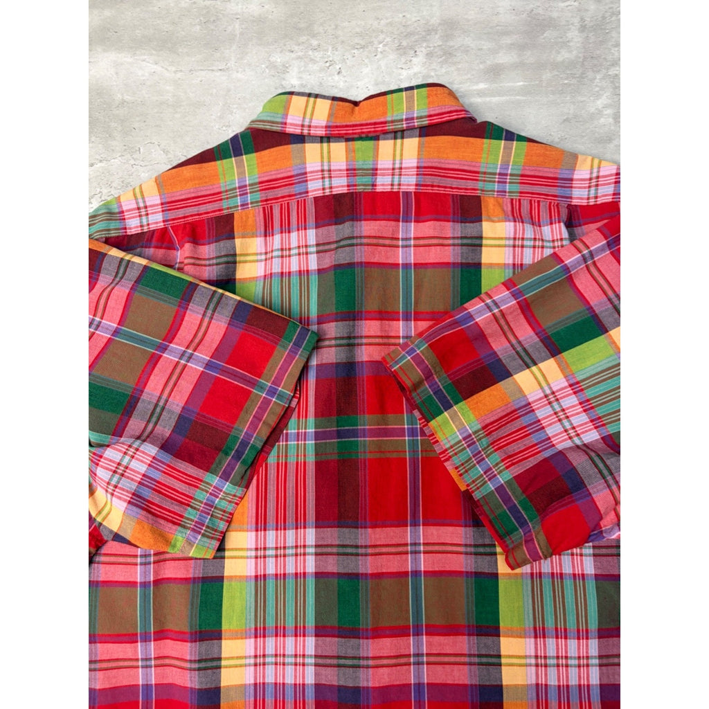 Vintage Polo Ralph Lauren Double Pocket Plaid Cropped Button Up Shirt Size XL