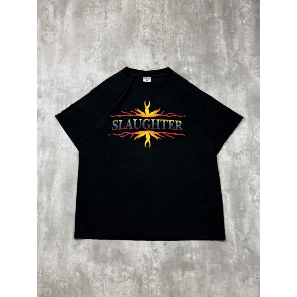 2000 Slaughter Stay Up All F**king Night Glam Metal Graphic T-Shirt Size XL