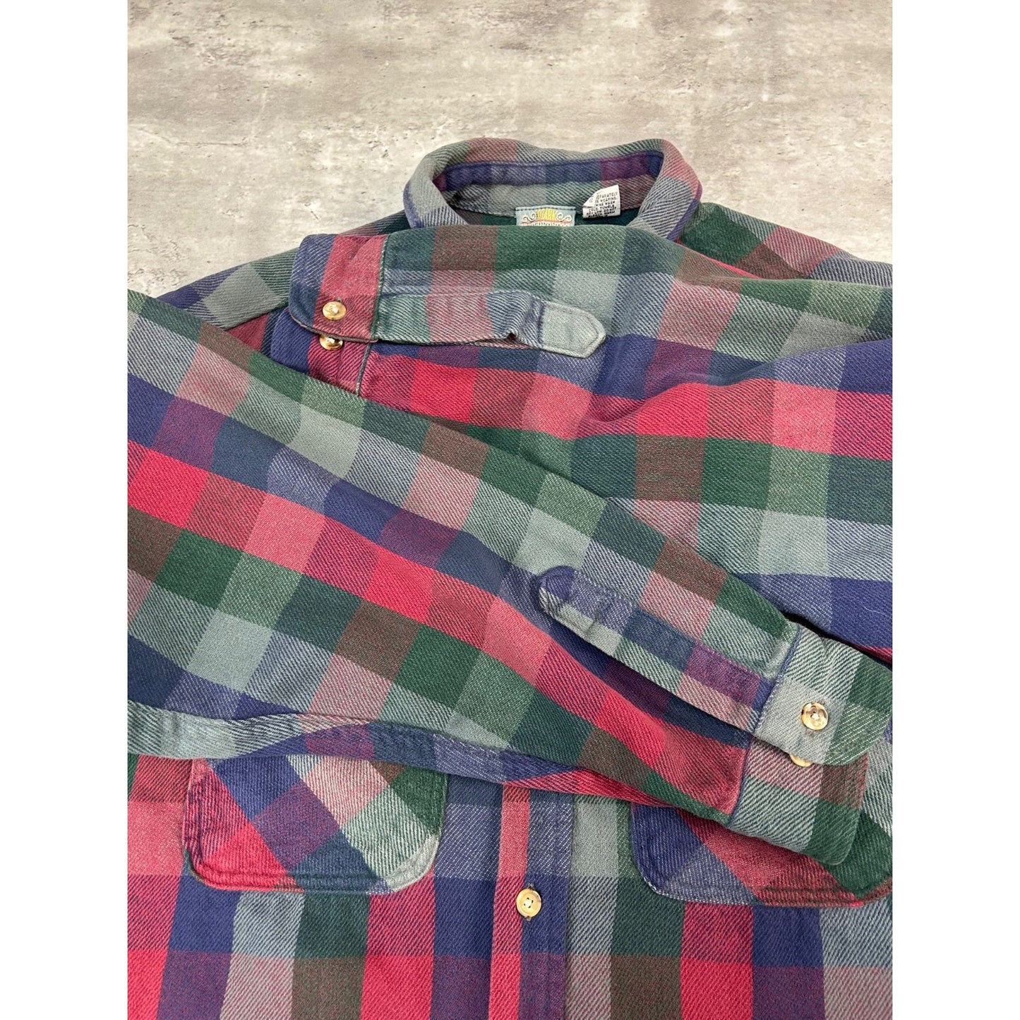 Vintage Ozark Wilderness Plaid Double Pocket Long Sleeve Button Up Shirt Sz 2XL
