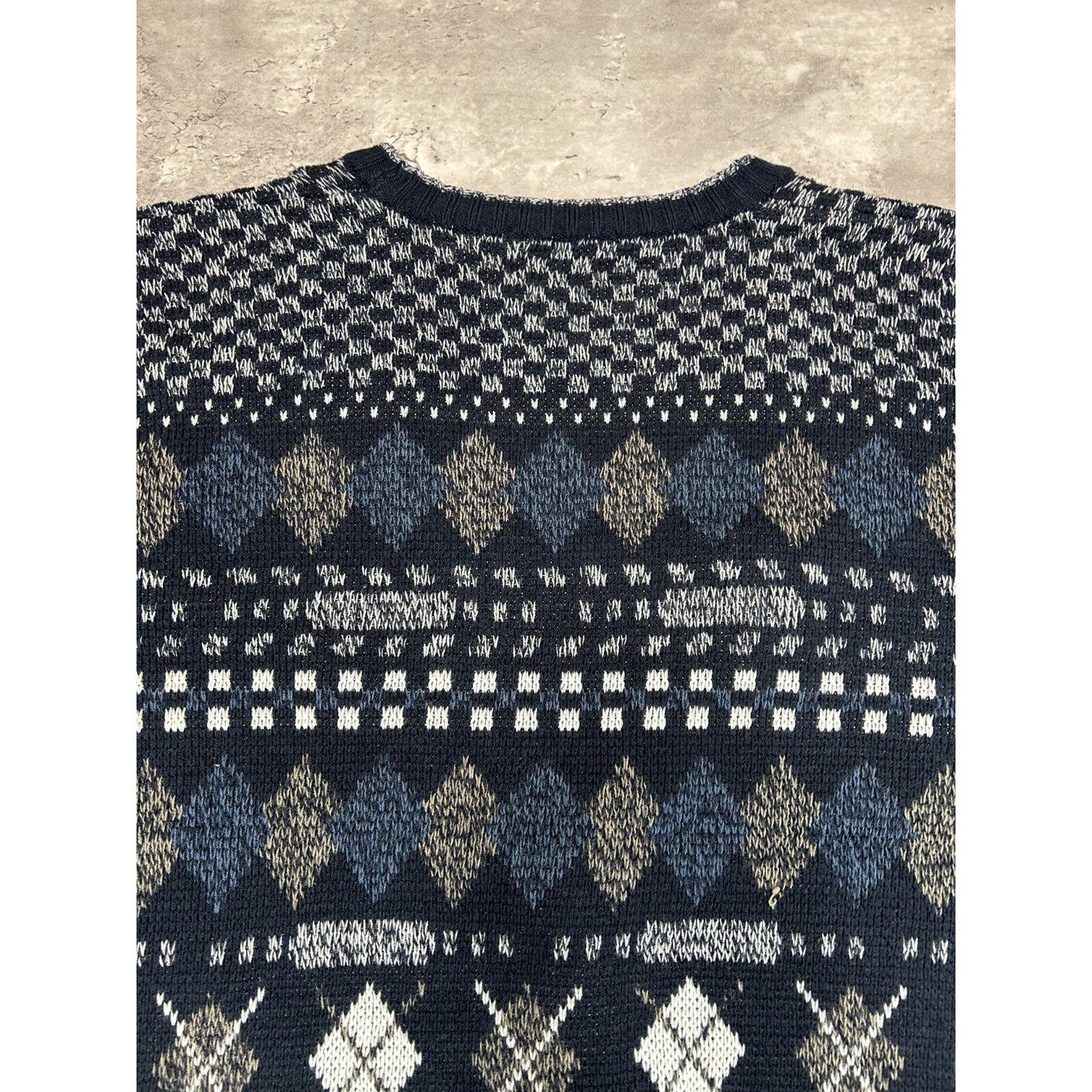 Vintage City Streets Abstract Print Cardigan Knit Sweater Size XL