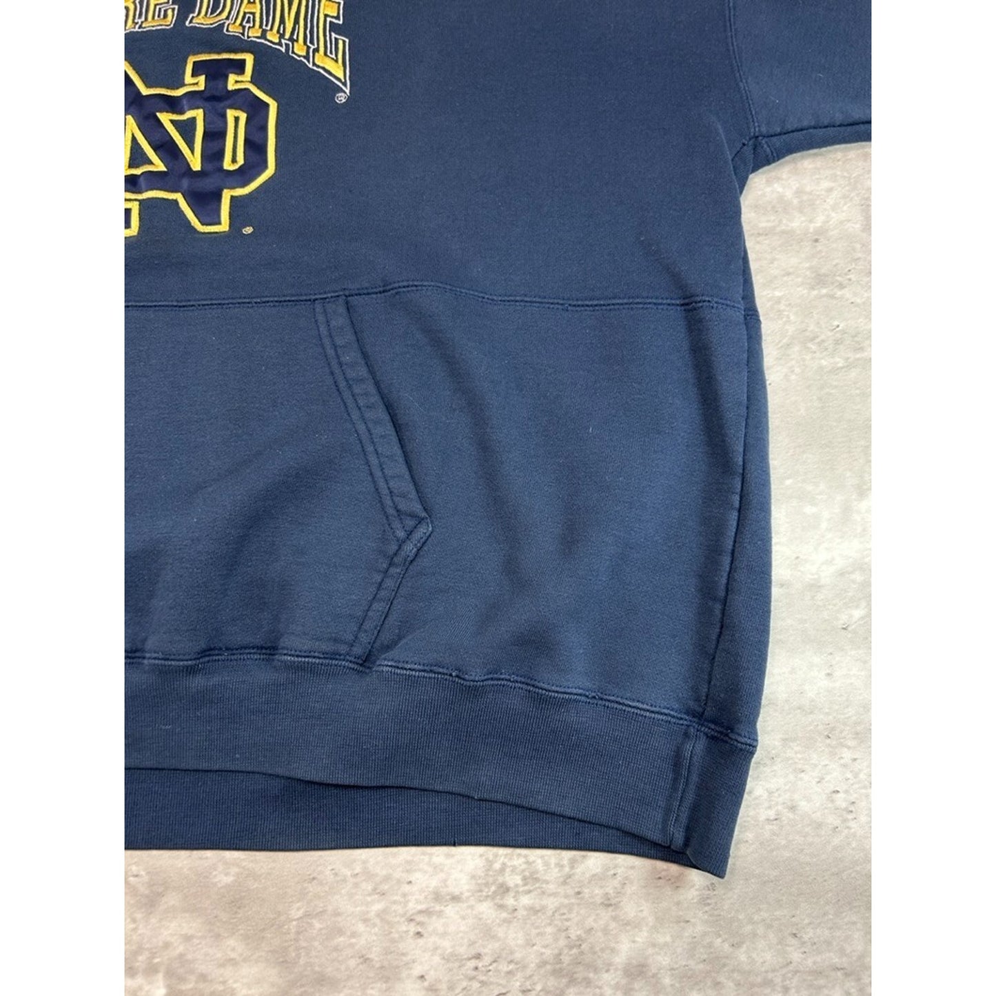 Vintage 90s Notre Dame Fighting Irish NCAA Hooded Sweatshirt Size XL Blue