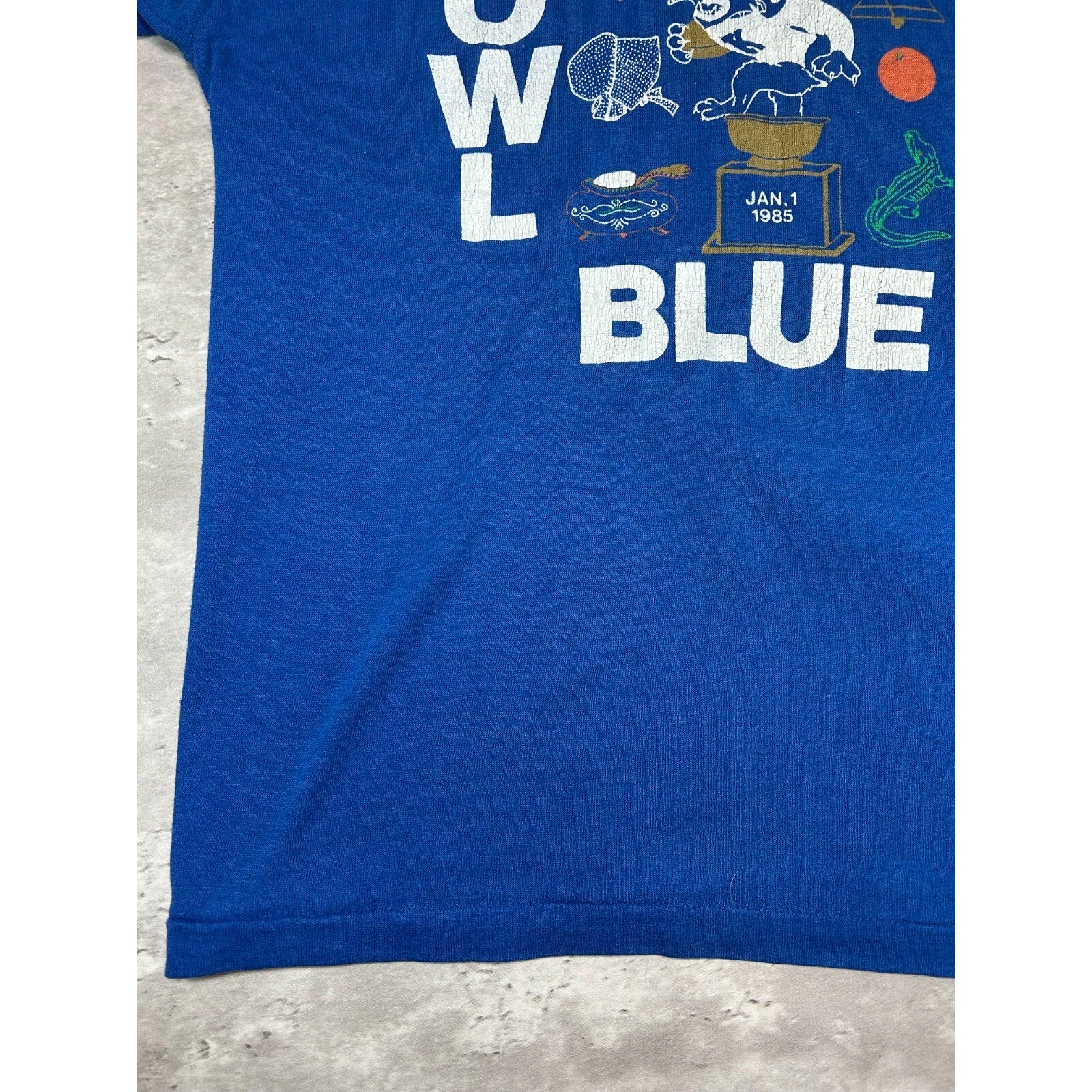 Vintage 1985 Kentucky Wildcats NCAA Bowl Bound Football T-Shirt Size Large Blue