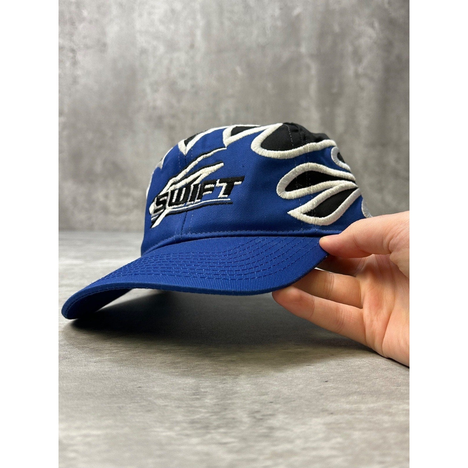 Vintage 90s Swift Embroidered Spellout Flame Print Snapback Hat OSFA