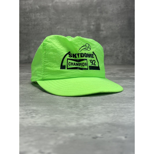 Vintage 1992 Skydome Champion Spellout Graphic Snapback Hat OSFA Neon Green