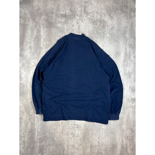 Vintage 90s Nike Embroidered Swoosh Long Sleeve Mock Neck T-Shirt Size XL Blue