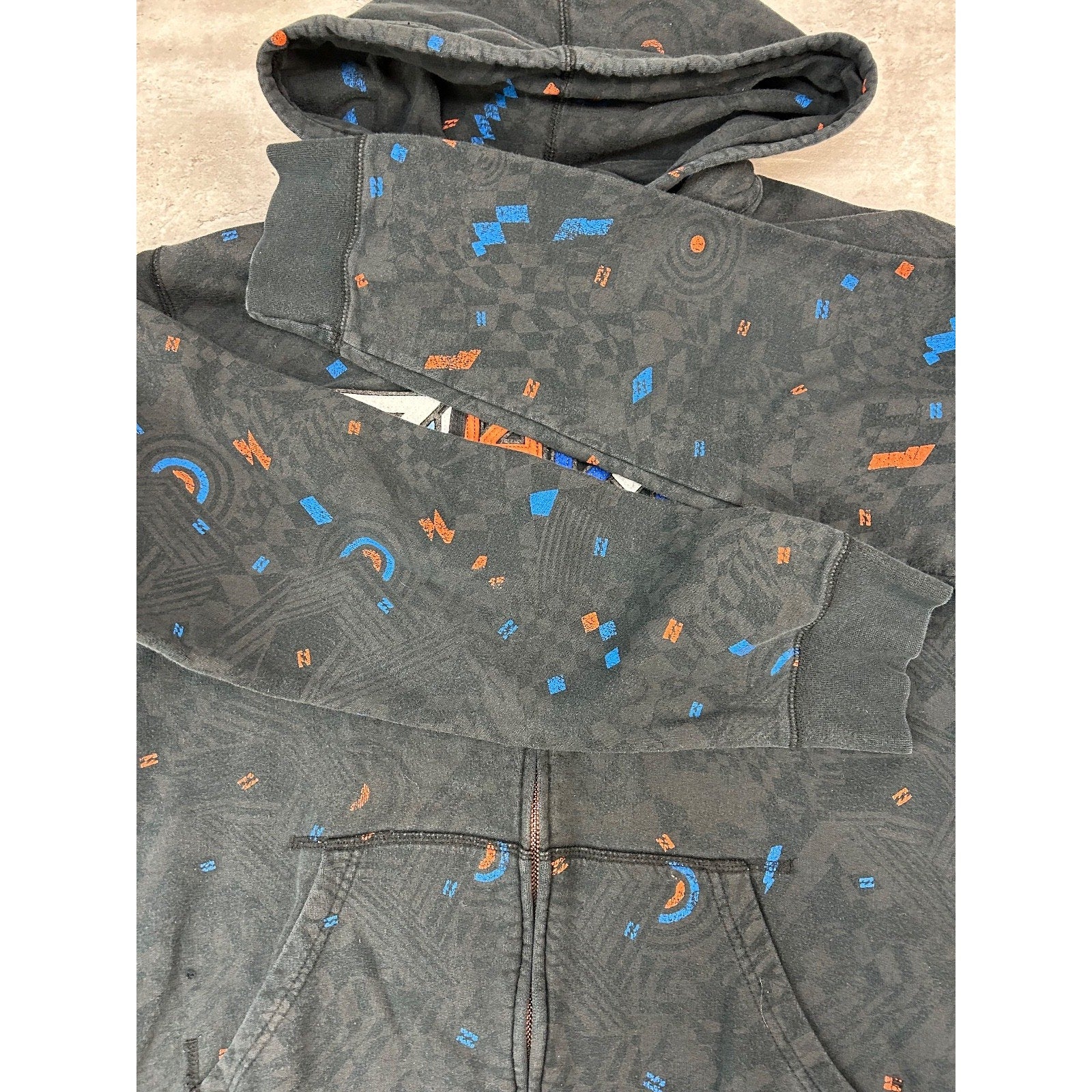 Vintage Y2K Billabong Embroidered Spellout Full Zip Hooded Sweatshirt Size XL