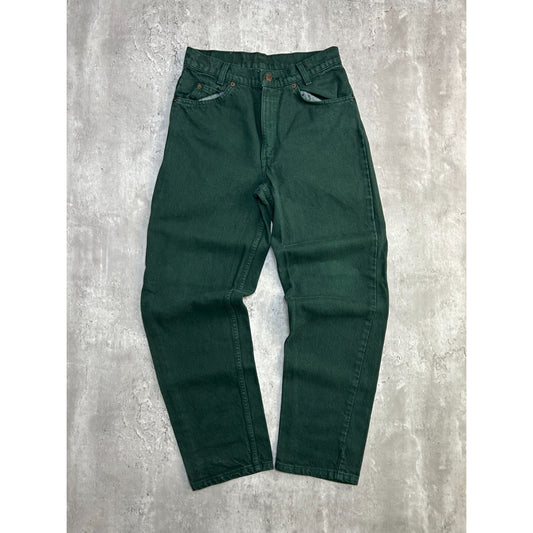 Vintage 80s Levis 550 Orange Tab Green Denim Pants Size 28