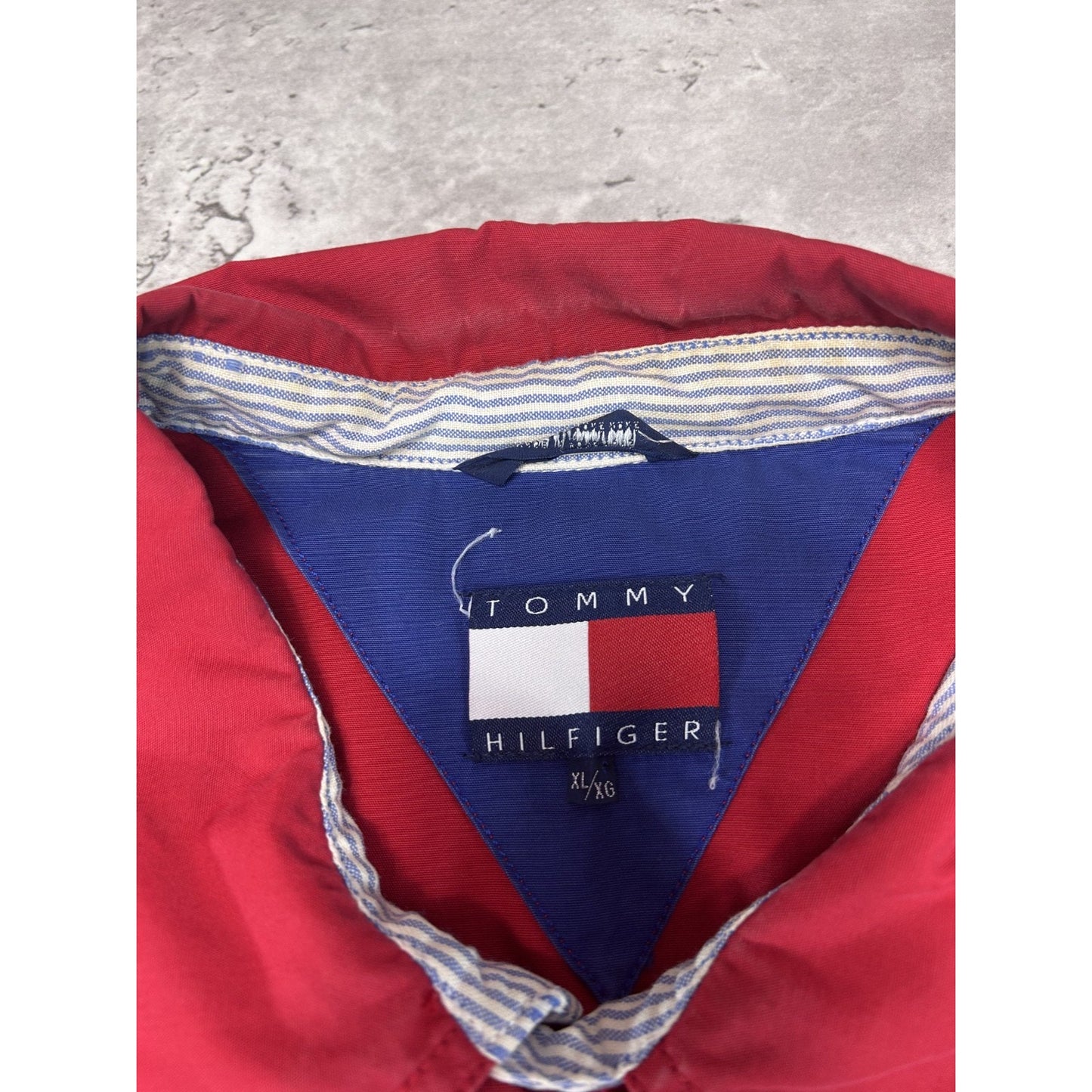 Vintage 90s Tommy Hilfiger Embroidered Crest Full Zip Harrington Jacket Size XL