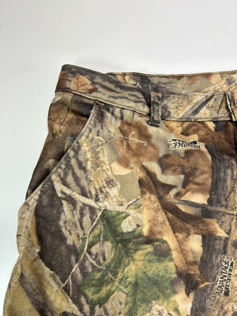 Vintage White Water Outdoors Fleece Lined Advantage Camo Hunting Pants Sz Large