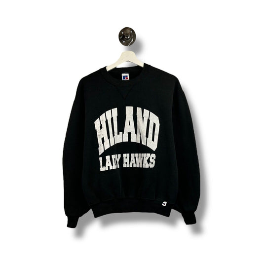 Vintage 90s Highland Lady Hawks Collegiate Spellout Russell Sweatshirt Sz Medium