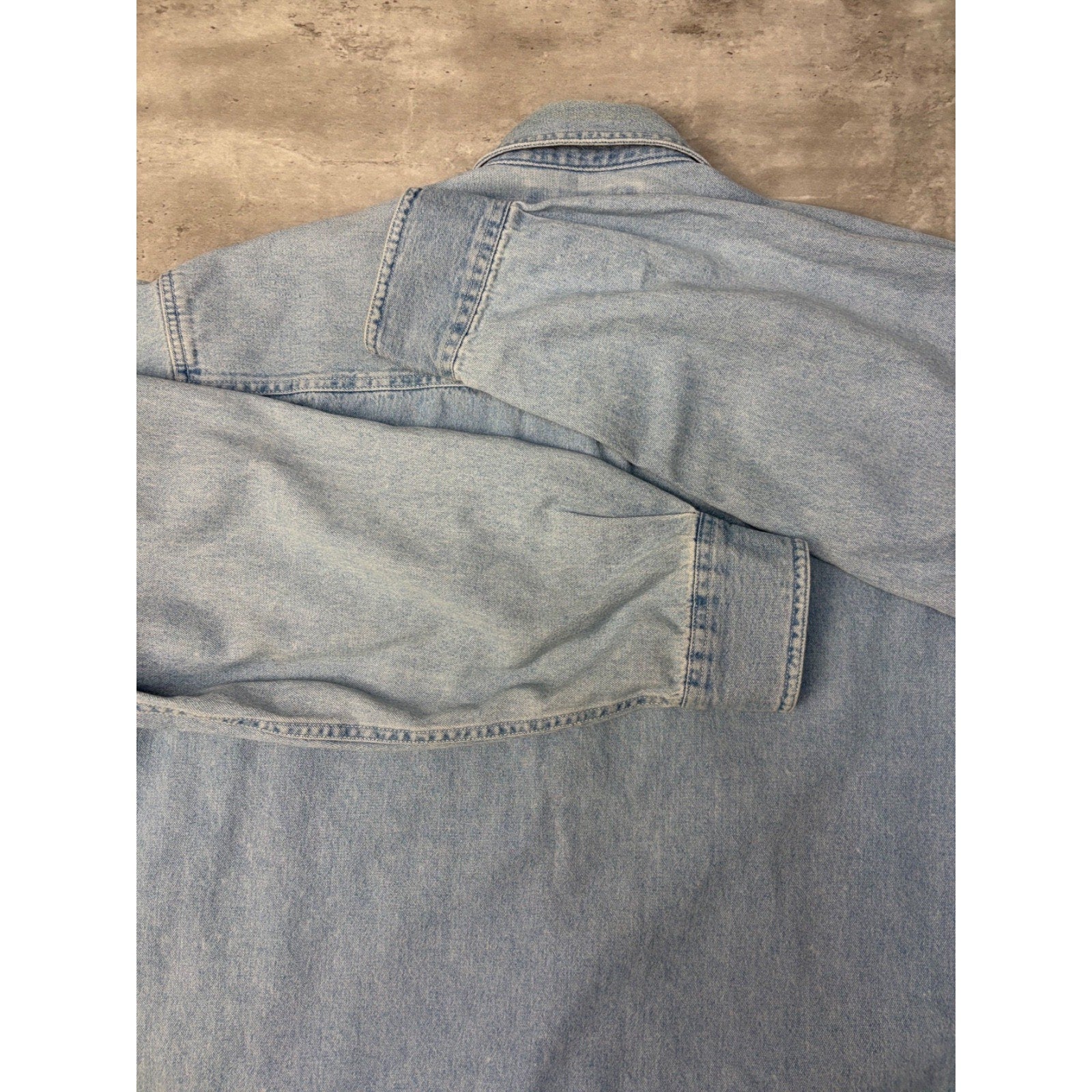 Vintage Harley Davidson Embroidered Light Wash Denim Button Up Shirt Size Large