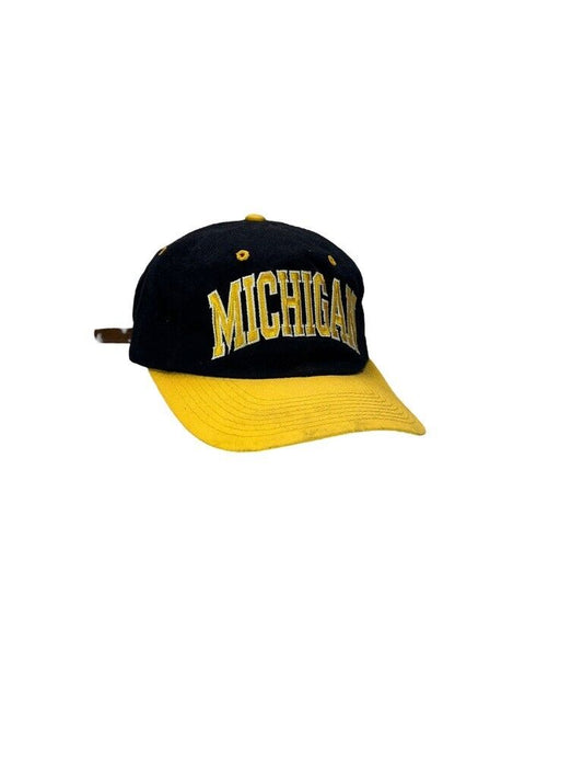 Vintage 90s Michigan Wolverines NCAA Starter Arc Spellout Strapback Hat OSFA