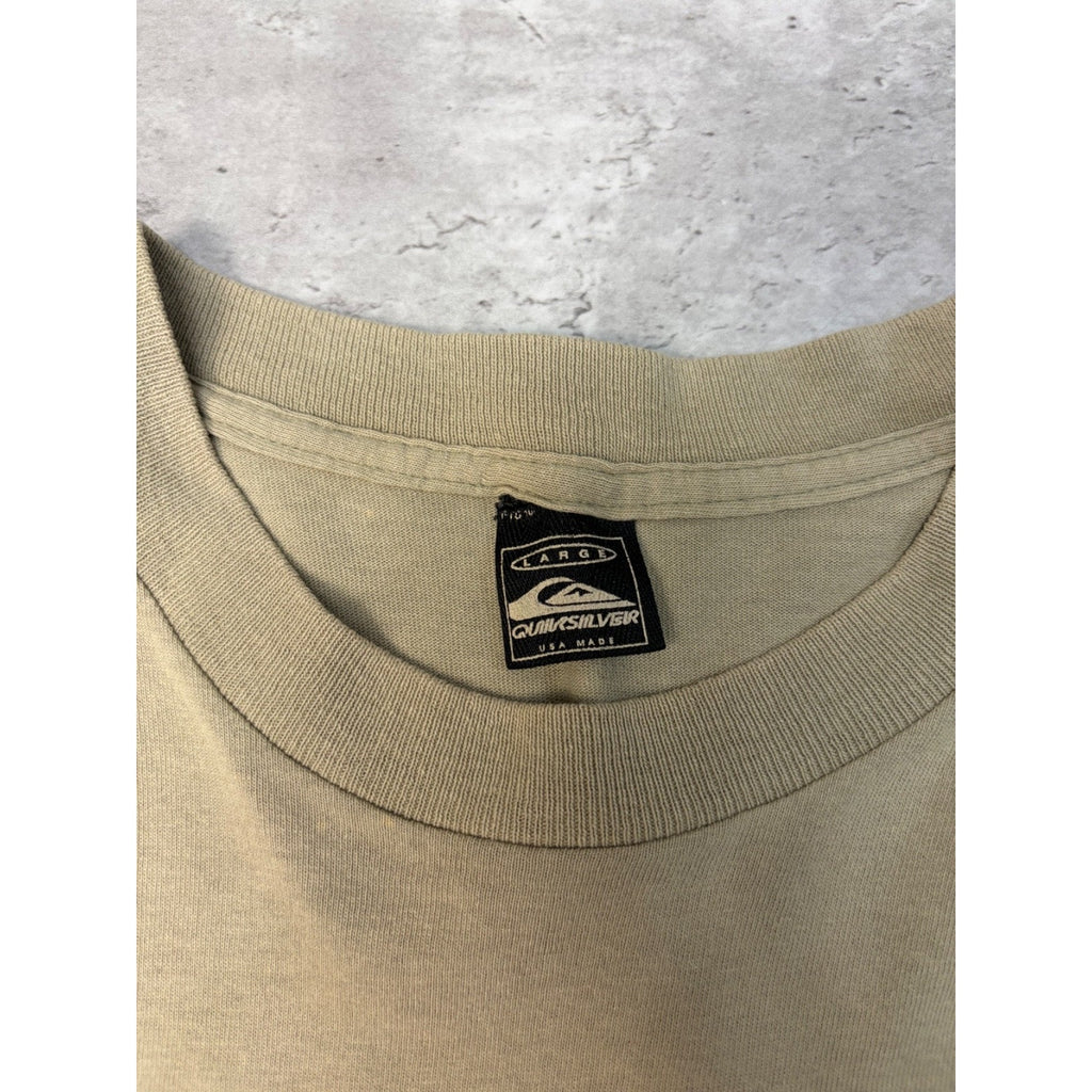 Vintage Y2K Quiksilver Advanced Boarding Two Tone Spellout Logo T-Shirt Sz Large