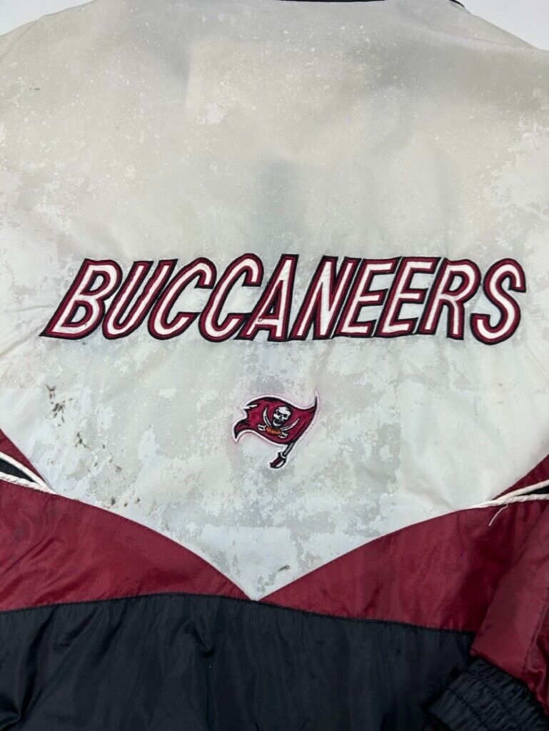 Vtg 90s Tampa Bay Buccaneers NFL Embroidered Nylon Windbreaker Jacket Sz Large