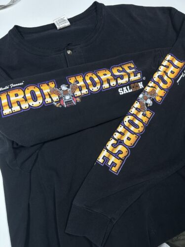 Vintage 2001 Iron Horse Salon Bike Week 1/4 Button Long Sleeve T-Shirt Size 2XL