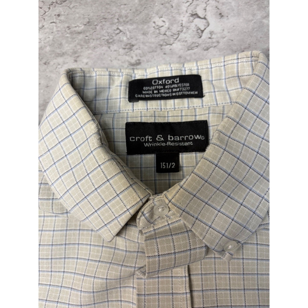 Vintage Croft & Barrow Single Pocket Plaid Cropped Button Up Shirt Size Medium